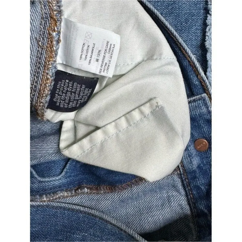 J.Crew Denim Mini Skirt Medium Wash Raw Hem 100% Cotton Size 29